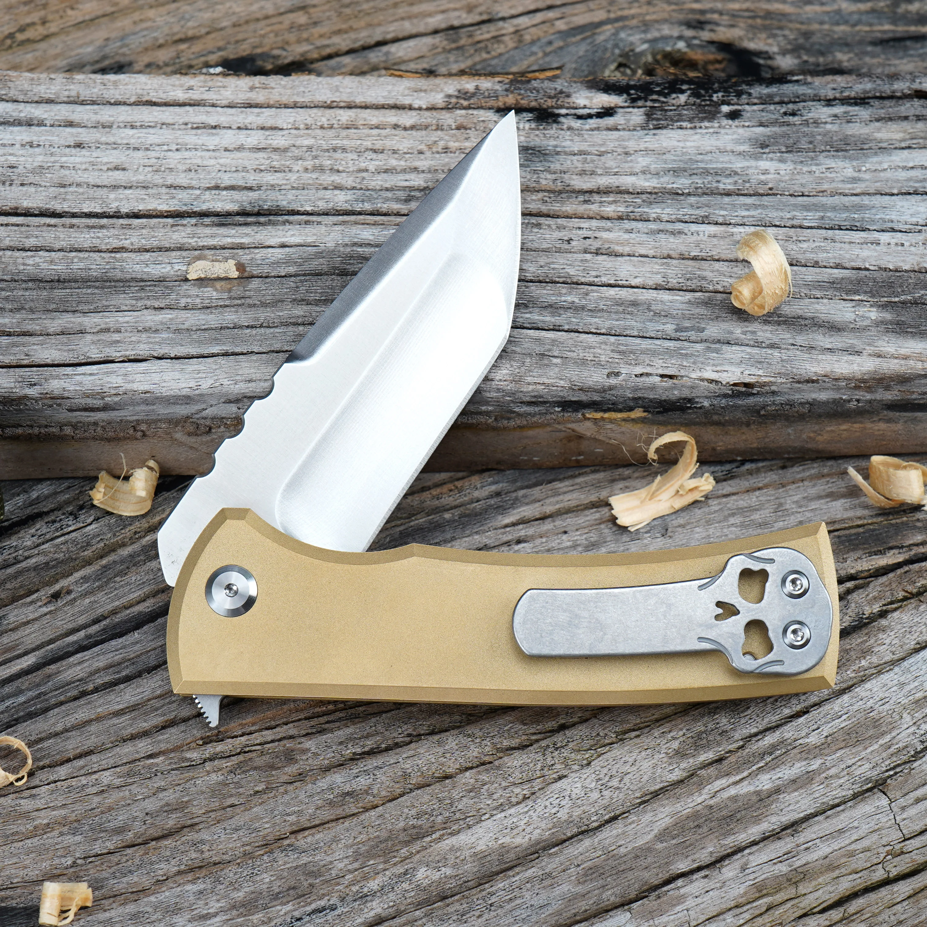 

High hardness Copper Handle Folding Knife vg10 steel Blade Outdoor Camping EDC Knife Hunting self-defense Tool