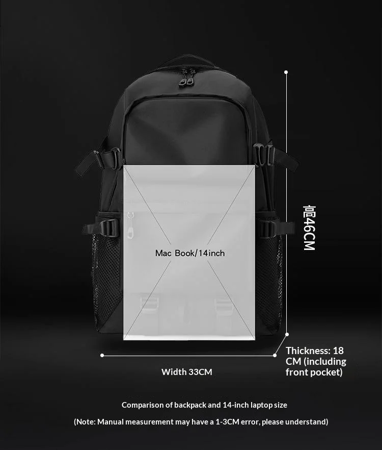 Homefish 15,6-Zoll Laptop-Reiserucksack, Handgepäck für Flugreisen mit Schuhfach und Gepäckgurt zum Wandern – Detail 8
