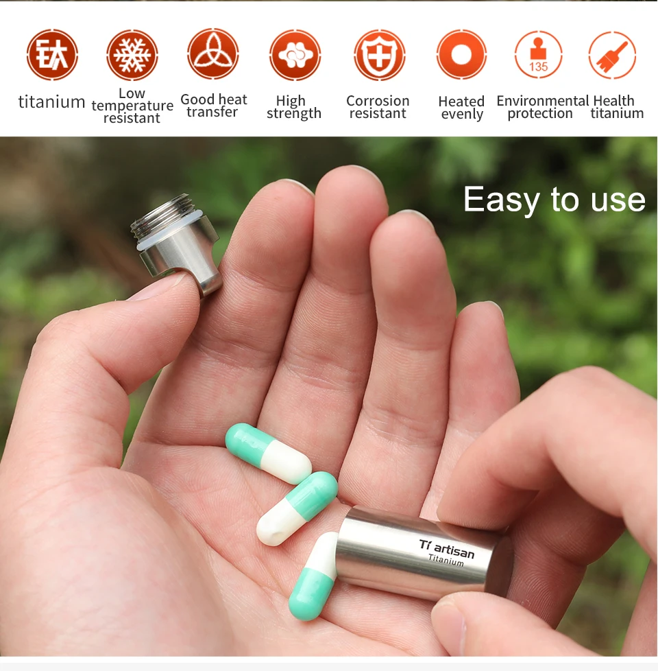 Tiartisan Titan Mini EDC-Werkzeuge Tragbare Versiegelte Medizinflasche für Zuhause und Outdoor Wasserdichte Titan-Pillendose – Detail 14