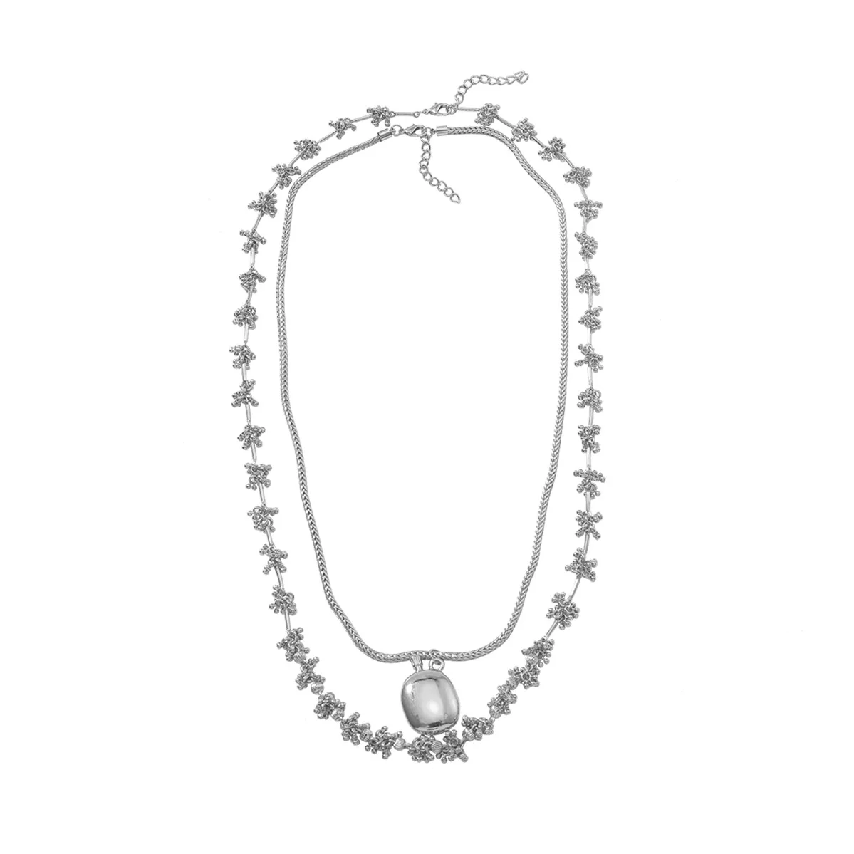 

ZAA Double-layer Metal Snake Chains Geometric Pendant Necklaces for Women Holiday Party Jewelry Gifts