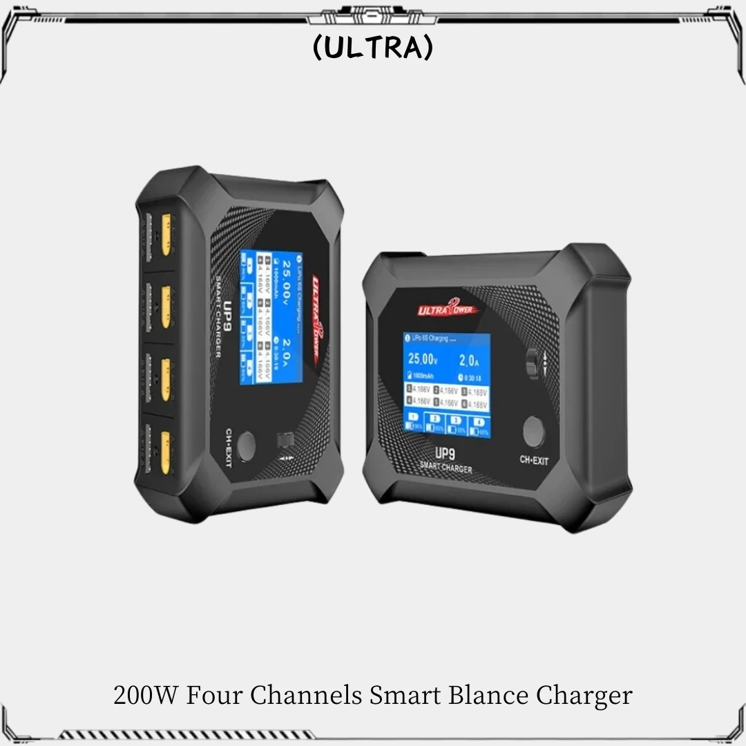 ULTRA POWER UP9 200W Four Channels Smart Blance Charger AC100W /DC 200W Double Input Battery Charger