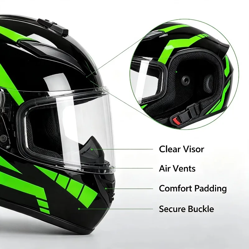 008-400 Full Face Motorcycle Helmet Professional Unisex All Seasons Safety Racing Helmet