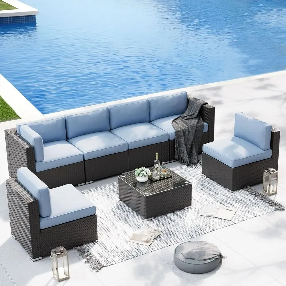 

Special OfferAll-Weather Wicker Outdoor Patio Sectional Sofa Set With Tempered Glass Coffee Table, Cushions, And Waterproof Cove