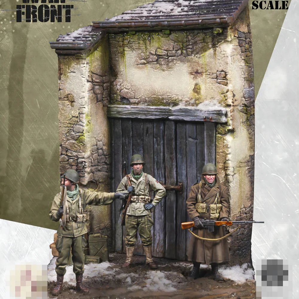 1/35 Resin Model Figure Kits GK , Three People，Including Scene，Military Theme，Unassembled And Unpainted,390C