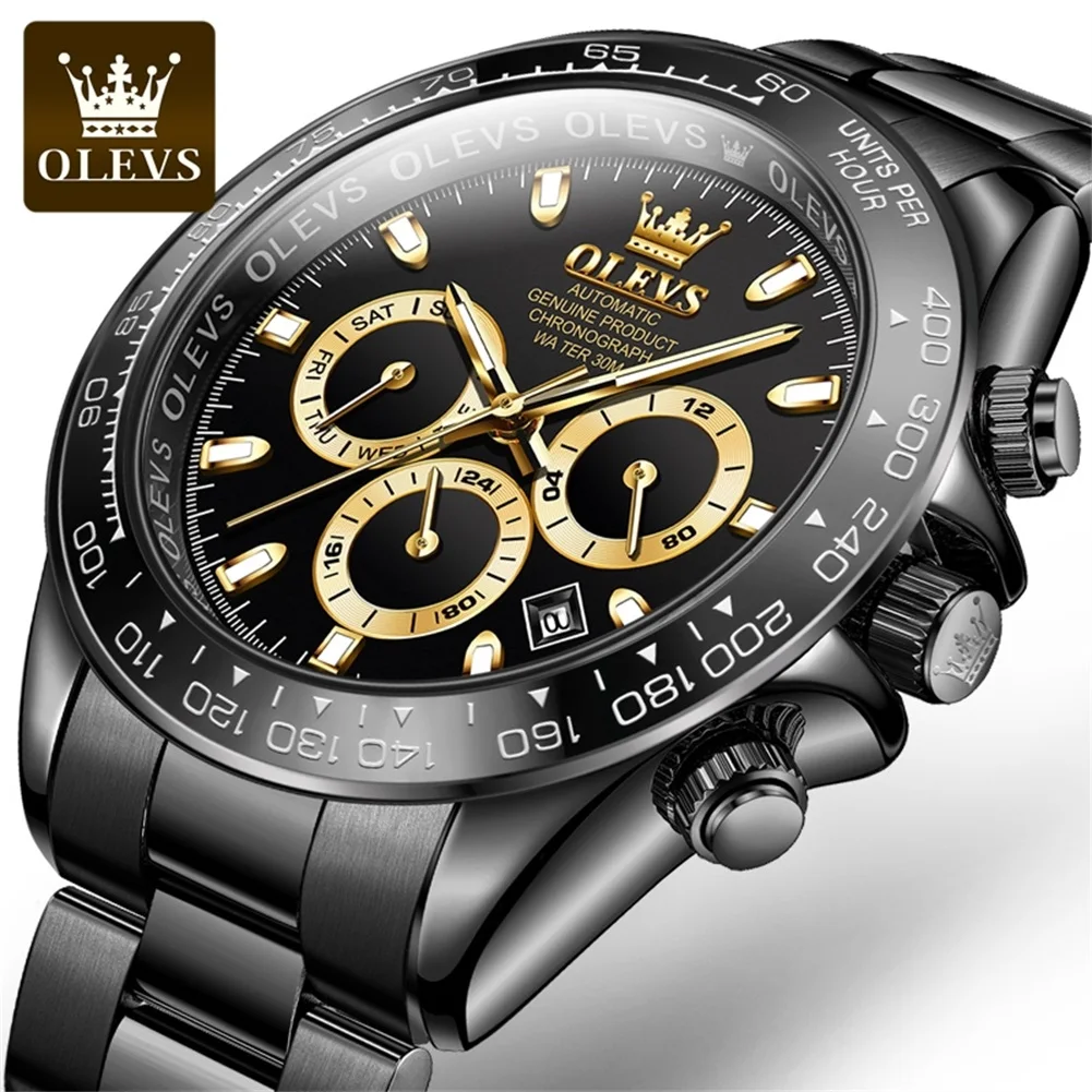 OLEVS 6638 Automatic Mechanical Watch For Men Week Calendar Original Mens Watches Luxury Luminous Waterproof Man Hand Clock