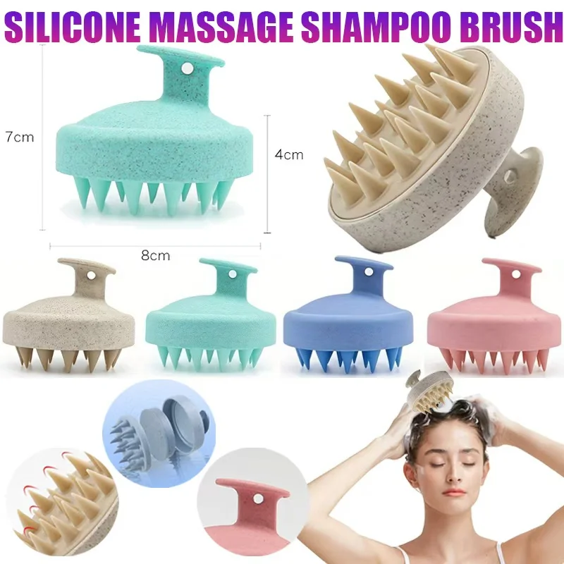 

Silicone Shampoo Scalp Hair Massager Head Body Stop Itch Scalp Massage Brush Comb Magic Handle Brush Spa Massage Brush