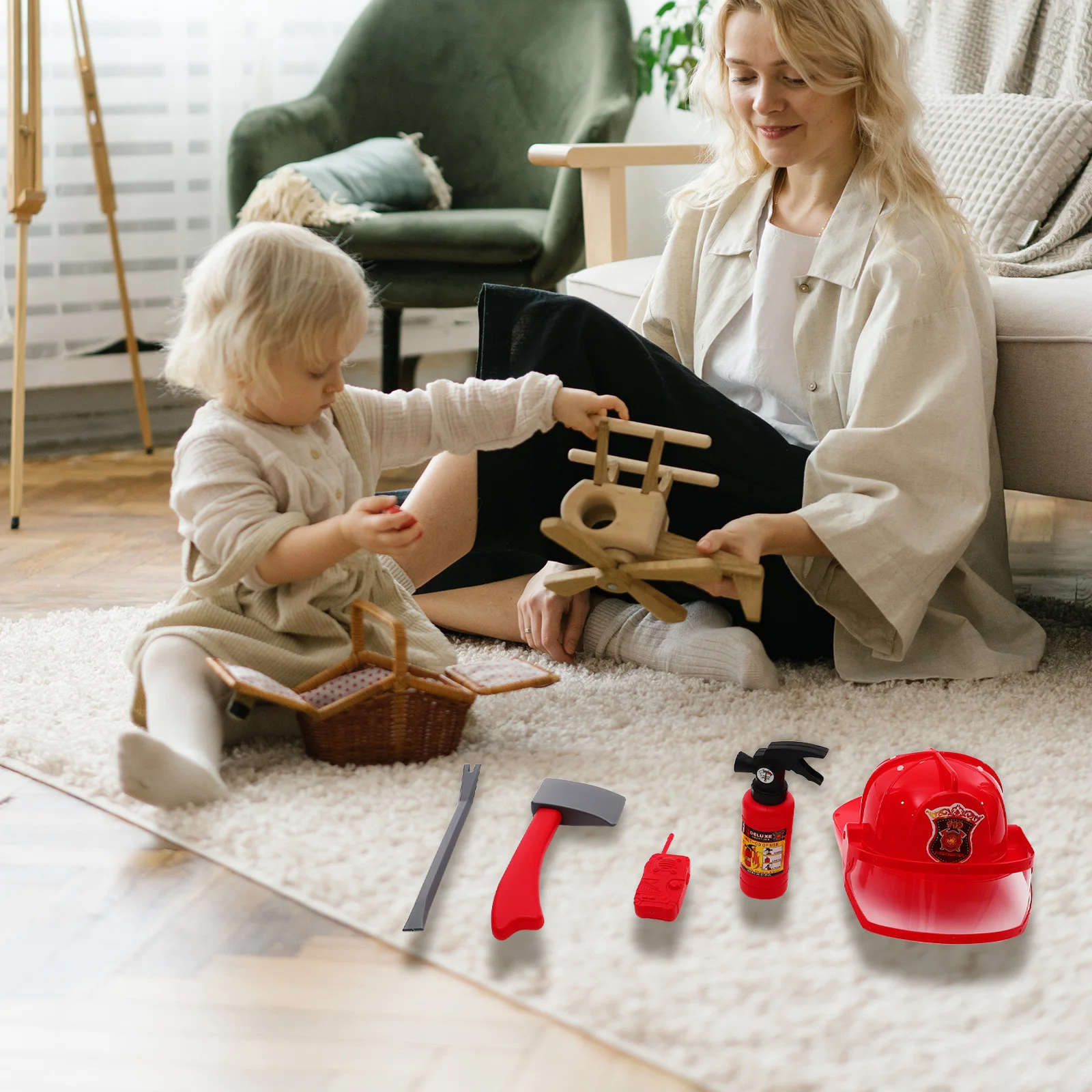 

1Set Children Firemen Tools Set Toddler Costume Accessories Firefighter Hat Kids Indoor Role Play Gift Fire Fighter Accessory