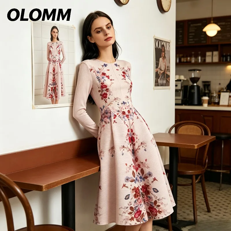 Miyake Pleated 2026 New Autumn French Print Long Skirt Casual Flower Bud Eight-Piece Skirt Elastic Plus Size Women's Clothing