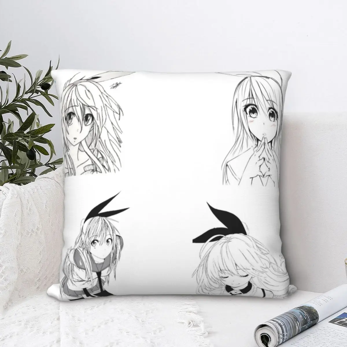 Anime Nisekoi Square Pillowcase Polyester Pillow Cover Velvet Cushion Decor Comfort Throw Pillow For Home Sofa