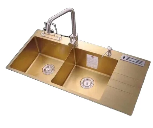 LS-10048HB Gold and black Handwashing Sink Designed Undermount Black Stainless Steel Kitchen Sink