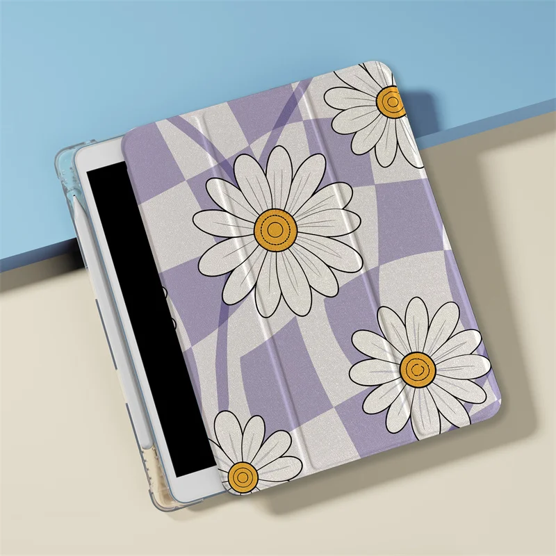 Cute Daisy Flower Cases For iPad Air 2024 Pro 11 inch 2025 iPad 10 Air 5/4 10.9 10.2 9.7 inch 10.5 mini 6 Cover with Pen Holder 5