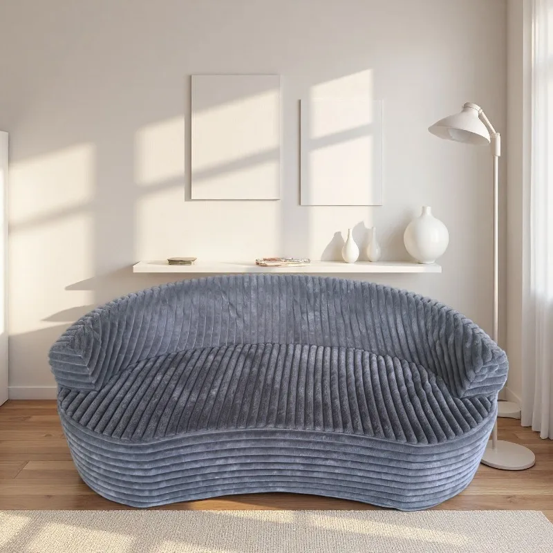 Compressed pure sponge minimalist sofa living room drawstring rabbit fur fabric lazy sofa