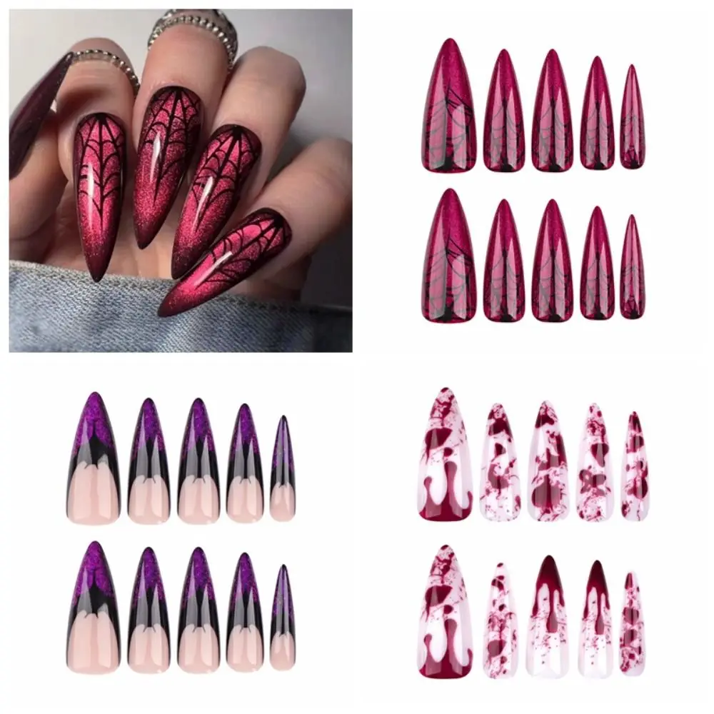

Visual Impact Halloween Press on Nails Festive Atmosphere Detachable Halloween Fake Nails DIY Various Styles