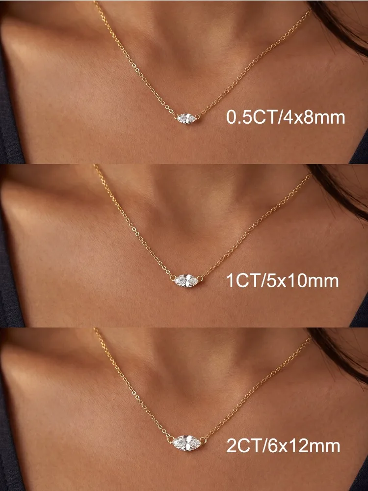 925 Sterling Silber Minimalismus Mode Marquise Zirkon Halskette für Frauen Verlobung Hochzeit Party Hochwertiger edler Schmuck – Detail 7