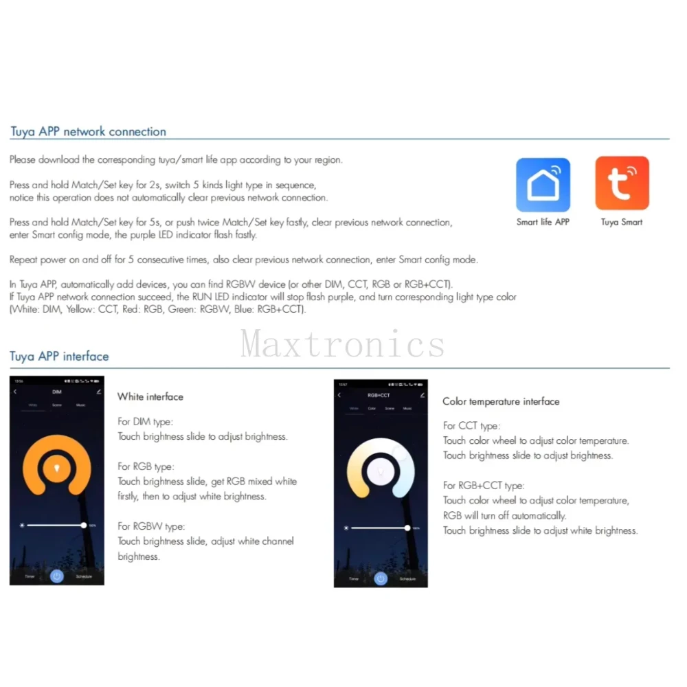 5CH 5-in-1 WiFi&RF DMX512 Master 12-36V TUYA APP Control WT-DMX-S DMX Signal Output For Single Color RGB RGB+CCT RGBW LED Light