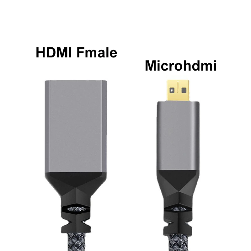 20CM Nylon Braid 4K@60HZ V2.0 MicroHDMI MICRO HDMI Male Straight To HDMI Fmale   Extension Cable For Cameras HDTV Monitor