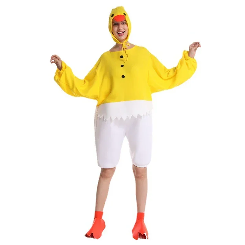 Halloween Children's Day Stage Performance Adult Men Animal Small Yellow Chicken Roast Funny chick Onesie Costume Claw included