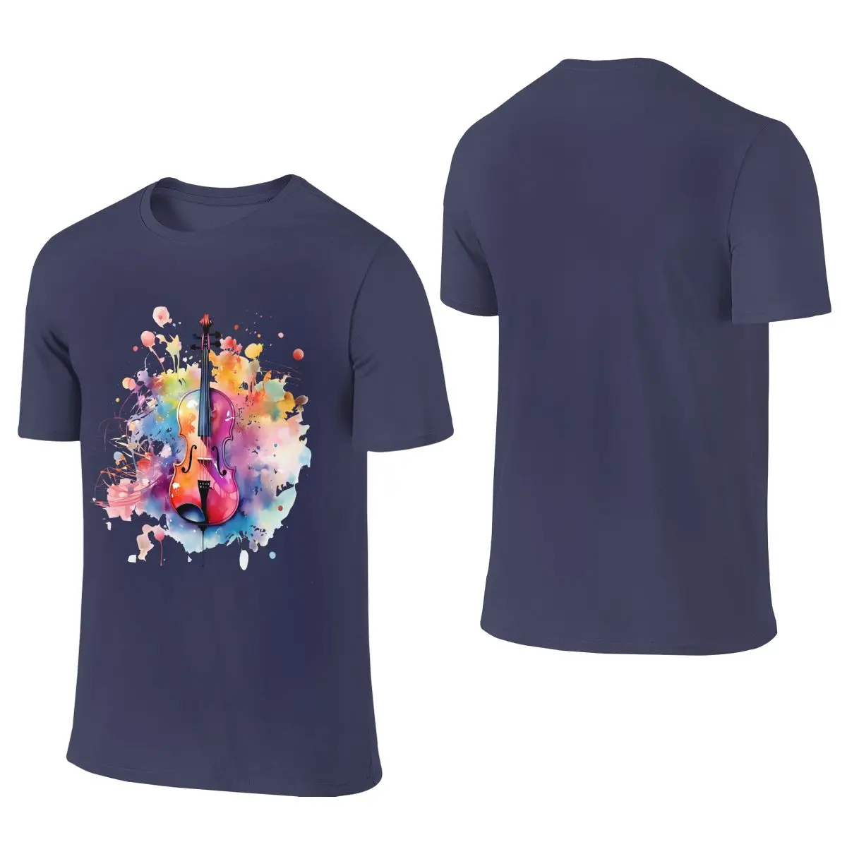 Violin Musical Theme Digital Print Casual Reversible T-shirt Light Sports   Men's T-shirts
