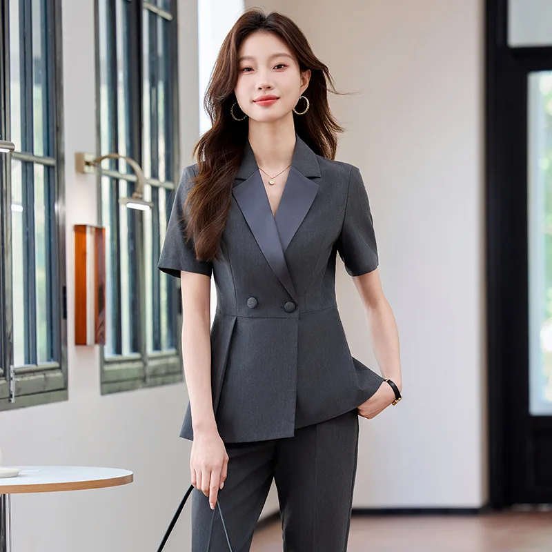 

Профессиональный комплект костюма с короткими рукавами, летняя стойка регистрации отеля, менеджер приема, деловая официальная спецодежда, униформа официанта