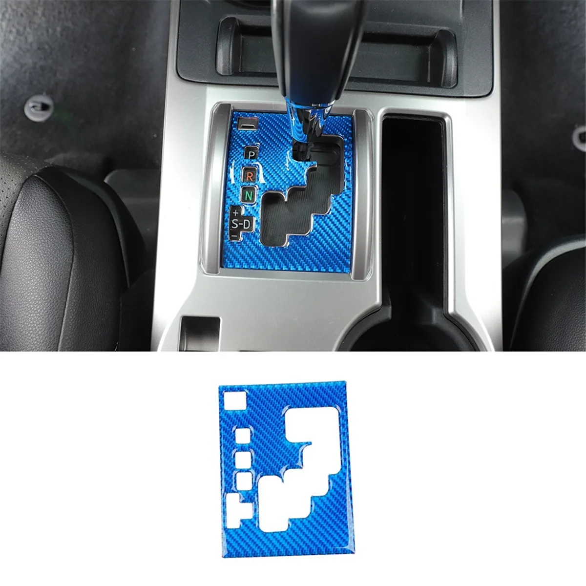 For 4Runner 2010-2023 Carbon Fiber Car Center Control Gear Shift Panel Trim Cover Interior Accessories ,Blue