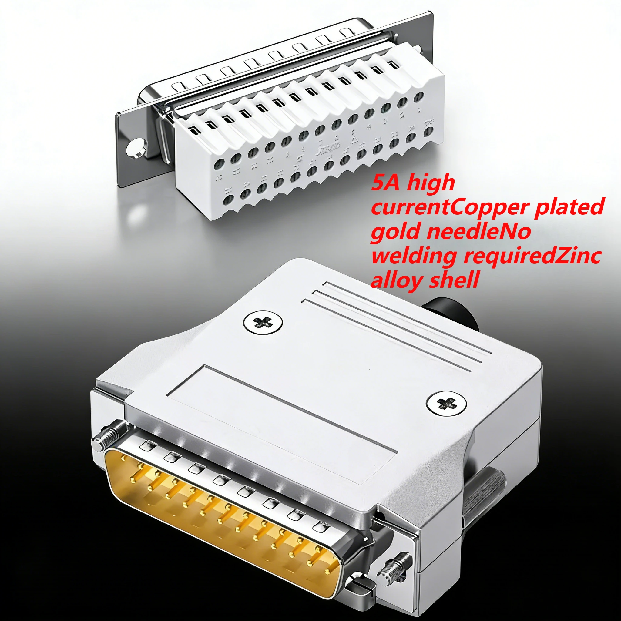 25Pin RS232 Female Terminal Blocks DB25 Solderless  Thin Soldering-free Solid Serial Port Plug Metal Shell Male Connector with