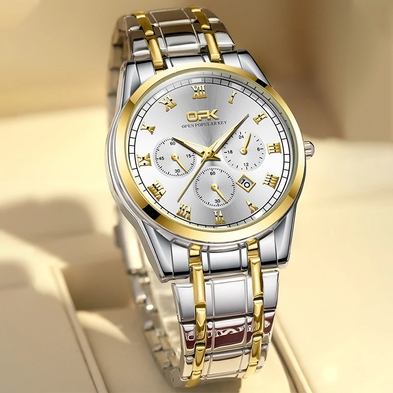 UTHAI CQ288 Новые деловые мужские часы с ремешком из нержавеющей стали, водонепроницаемые HD светящиеся кварцевые часы, роскошные часы в подарок