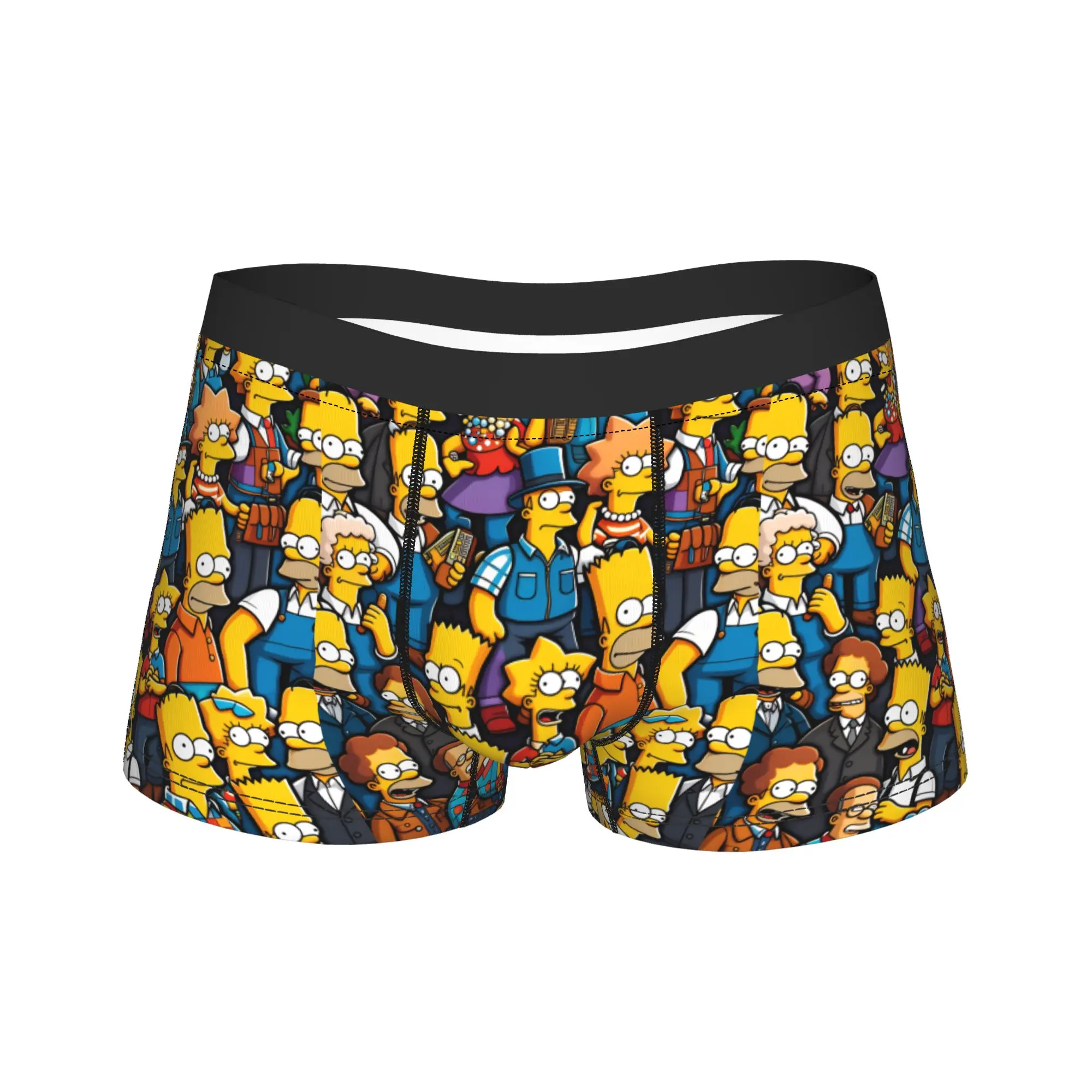 S-Simpsons Family Funny Cartoon Characters Underwear Soft Trend Underpants Design Boxer Brief Man 3D Pouch Plus Size Boxershorts