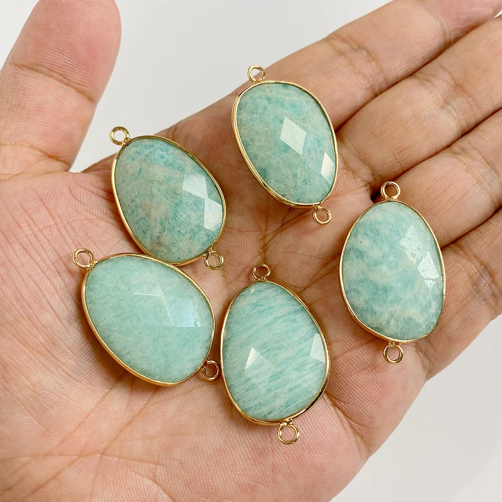 الطبيعية امازونيتي حجر قلادة مستطيل جولة البيضاوي قطرة الماء شكل سحر لصنع المجوهرات قلادة سوار أقراط DIY بها بنفسك #2