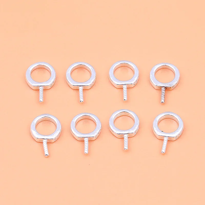 5PCS 925 Sterling Silver DIY Jewelry Accessories Pendant Needle Pearl Hanging Needle Handmade Beaded Material Accessories