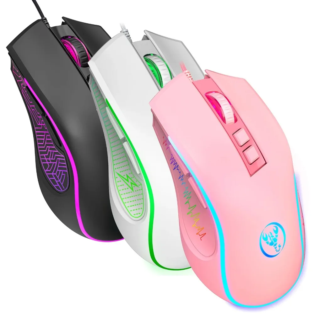 X100 Wired Gaming Mouse Mice 7-color Breathing Light Effect 4 Gear Adjustable DPI Ergonomic Gaming Office Mouse for PC Laptop