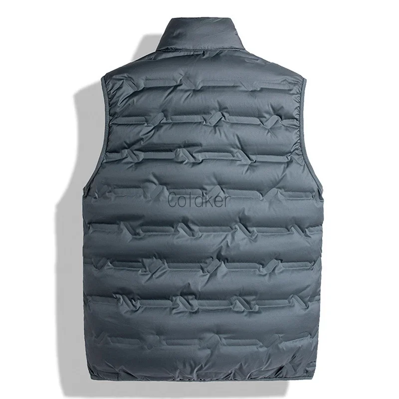 2026 الشتاء الأبيض أسفل معاطف الرجال يندبروف سترة رجل سترة دون أكمام جاكيتات الوقوف طوق عادية الدافئة أسفل الصدريات الذكور