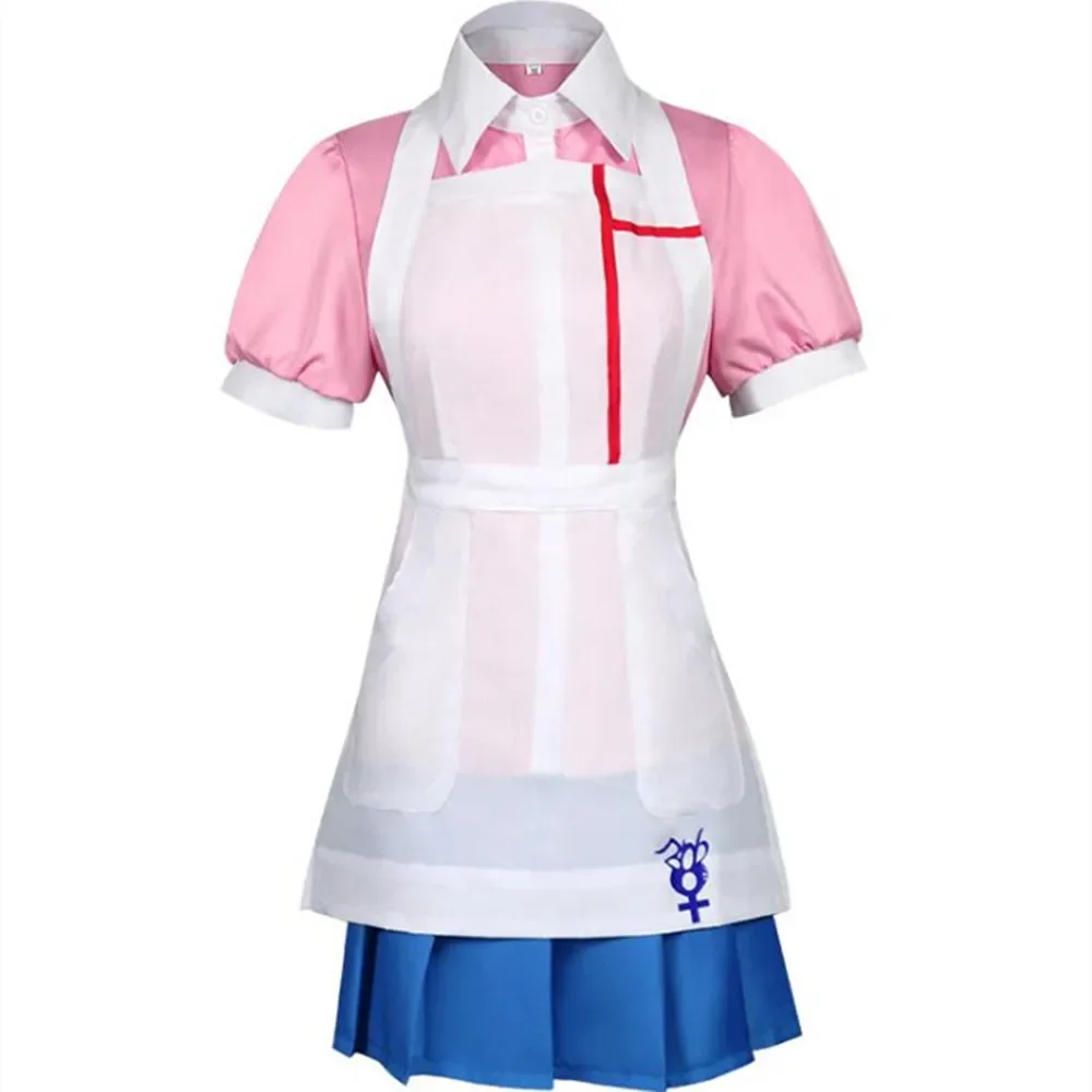 Anime Danganronpa Cosplay Costume Mikan Tsumiki Women Dress Maid Uniform Full Set Halloween Carnival Clothes