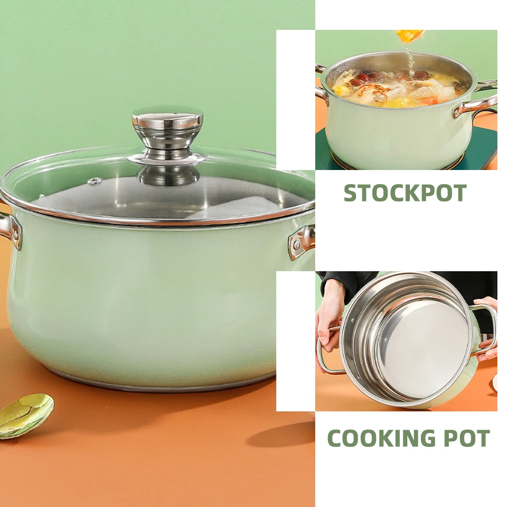 

Stainless Steel Soup Pot With Lid Large Capacity Kitchen Cooking Pots For Noodles Stew Hot Pot Food Stockpot Saucepan Reusable