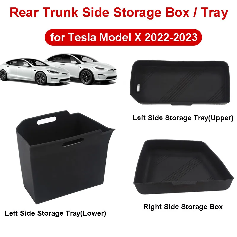 for Tesla Model X 2023 2022 Interior Accessories Rear Trunk Storage Organizer Box Tray Silicone Waterproof ModelX Protector