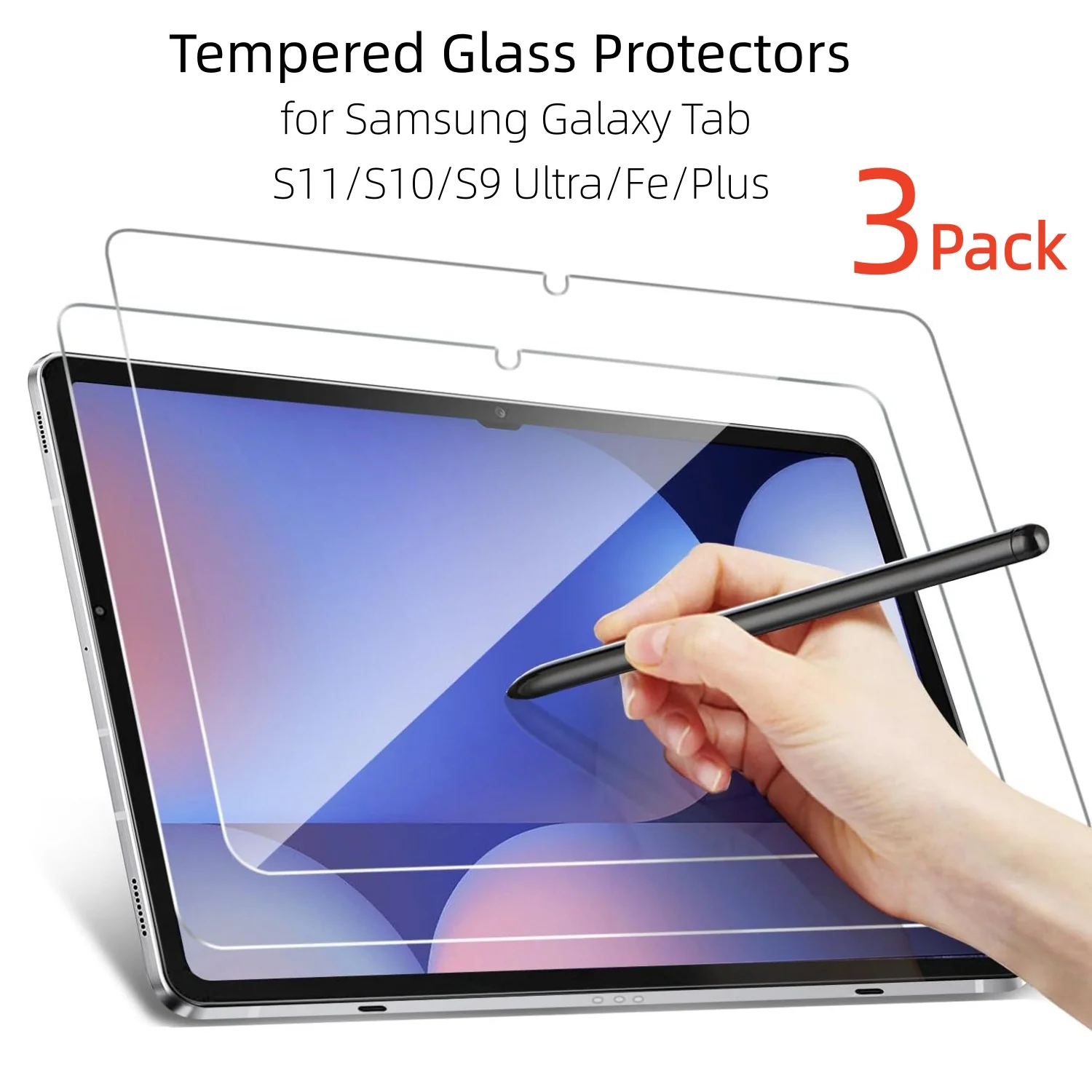 3 Pack Glass Films for Samsung Galaxy Tab S11 S10 S9 Ultra Plus Screen Protector Anti-Scratch HD Clear for Galaxy Tab S10 FE+
