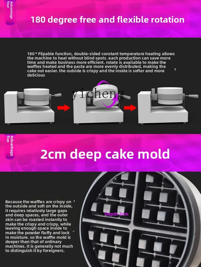 ZK Electric Single Head Rotary Waffle Muffin Machine Commercial Crepe Machine