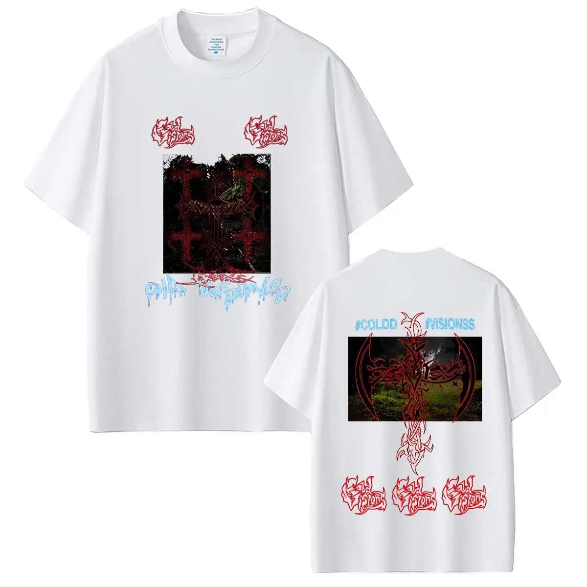 Rapper Drain Gang Bladee Cold Visions Album Graphic T Shirts Ecco2K Yung Lean Print T-shirt Men Women Fashion Hip Hop Streetwear