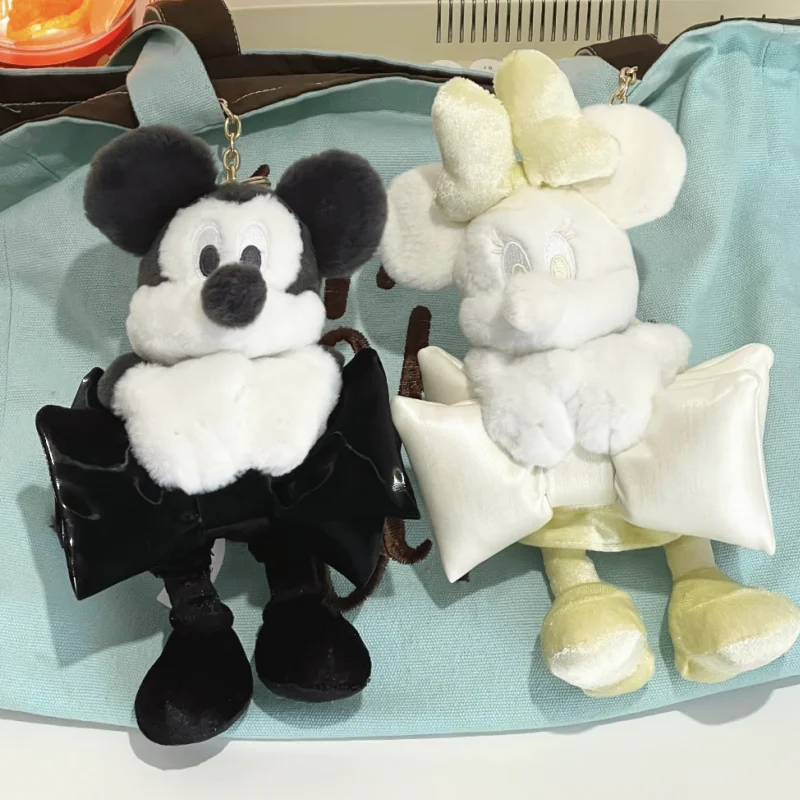 Potdemiel Disney Plush Keychain Pendant Soft Stuffed Cartoon Character Doll Bowknot Bag Decoration Birthday Holiday Gift