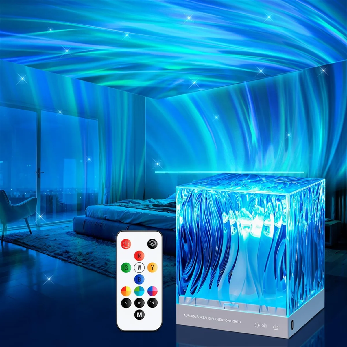 Northern Lights Aurora lampu proyektor, 18 warna pencahayaan Galaxy proyektor suasana hati, Remote Timer lampu proyektor