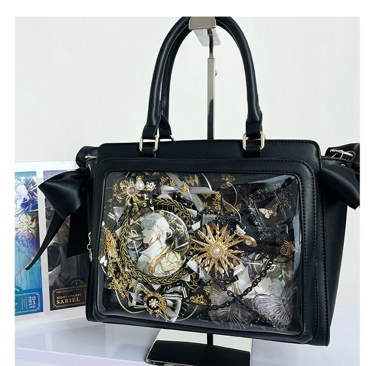 

Japanese Original Lolita Ribbon Handbag Women's Large Capacity Mining Two-dimensional Comic Strip Ltabag Shoulder Messenger Bag