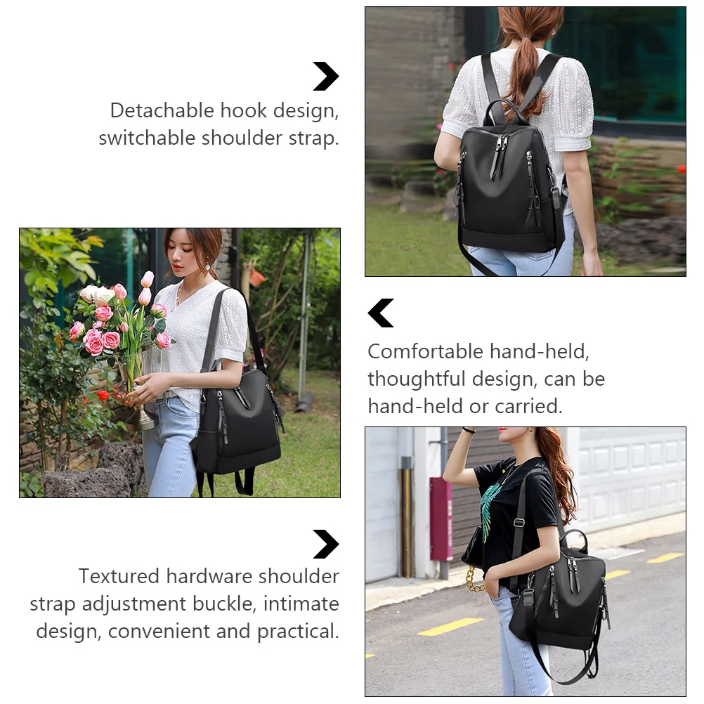 

1pc Large Capacity Backpack For Women Oxford Cloth Travel Bag Detachable Hook Adjustable Strap Back Pocket For Tablet Phone