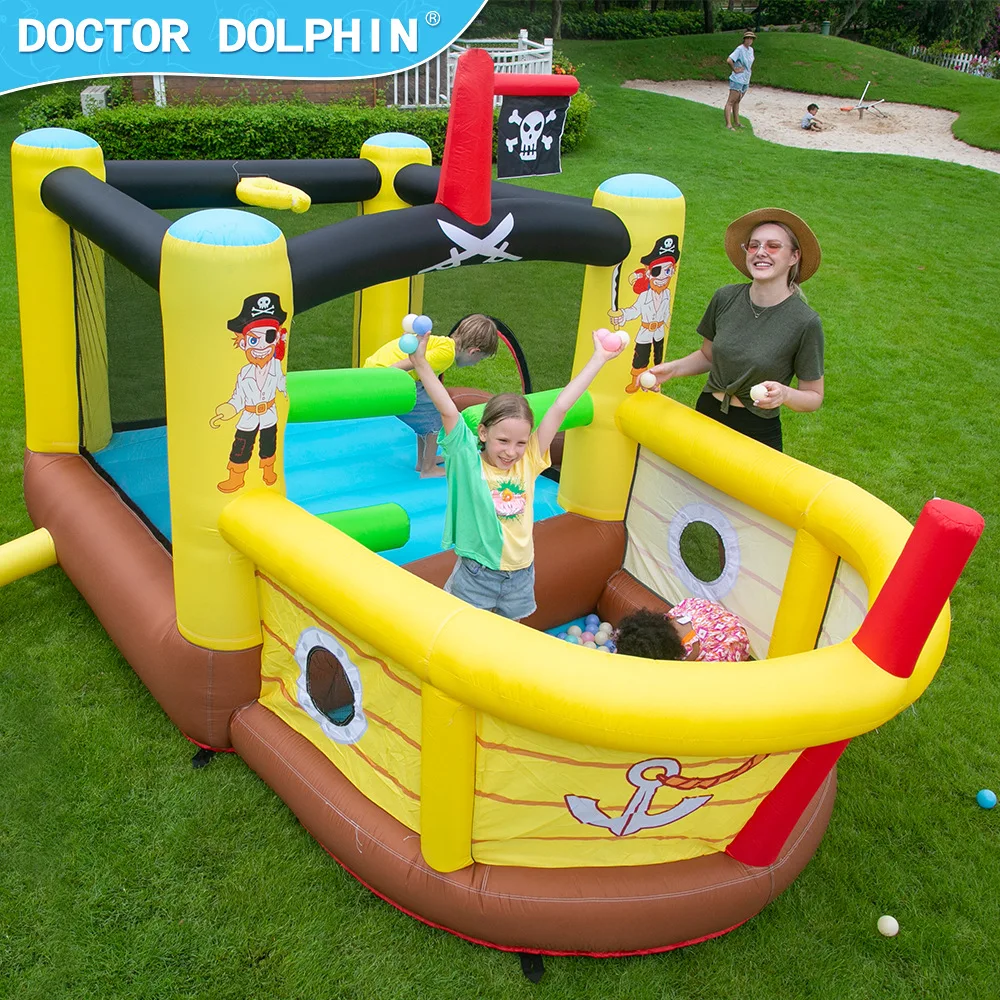 Doctor Dolphin Inflatable Bounce House Mini Bouncy House For Kids Bady With Blower Ball Pool Kids Birthday Party Toys Gift