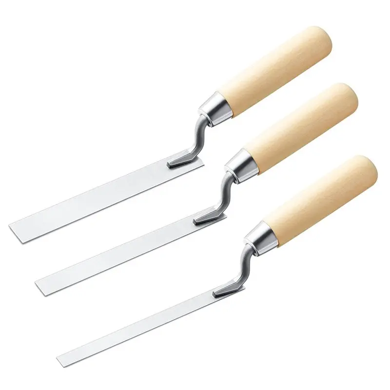 AB47-Professional Tuck Pointer Trowel Set, 3 Sizes With Wood Handle For Masonry And Mortar Repair