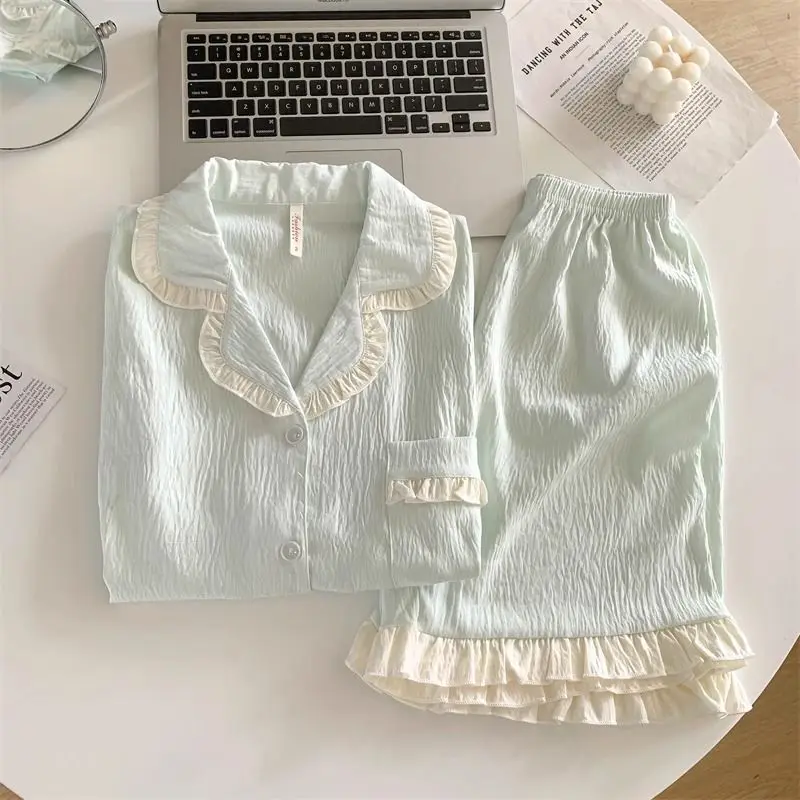 

2025 Elegant Pajamas Suit Women's Summer Sweet Clouds Cotton Short Sleeve Shorts Set 2025 New Summer Casual Loose Loungewear Set