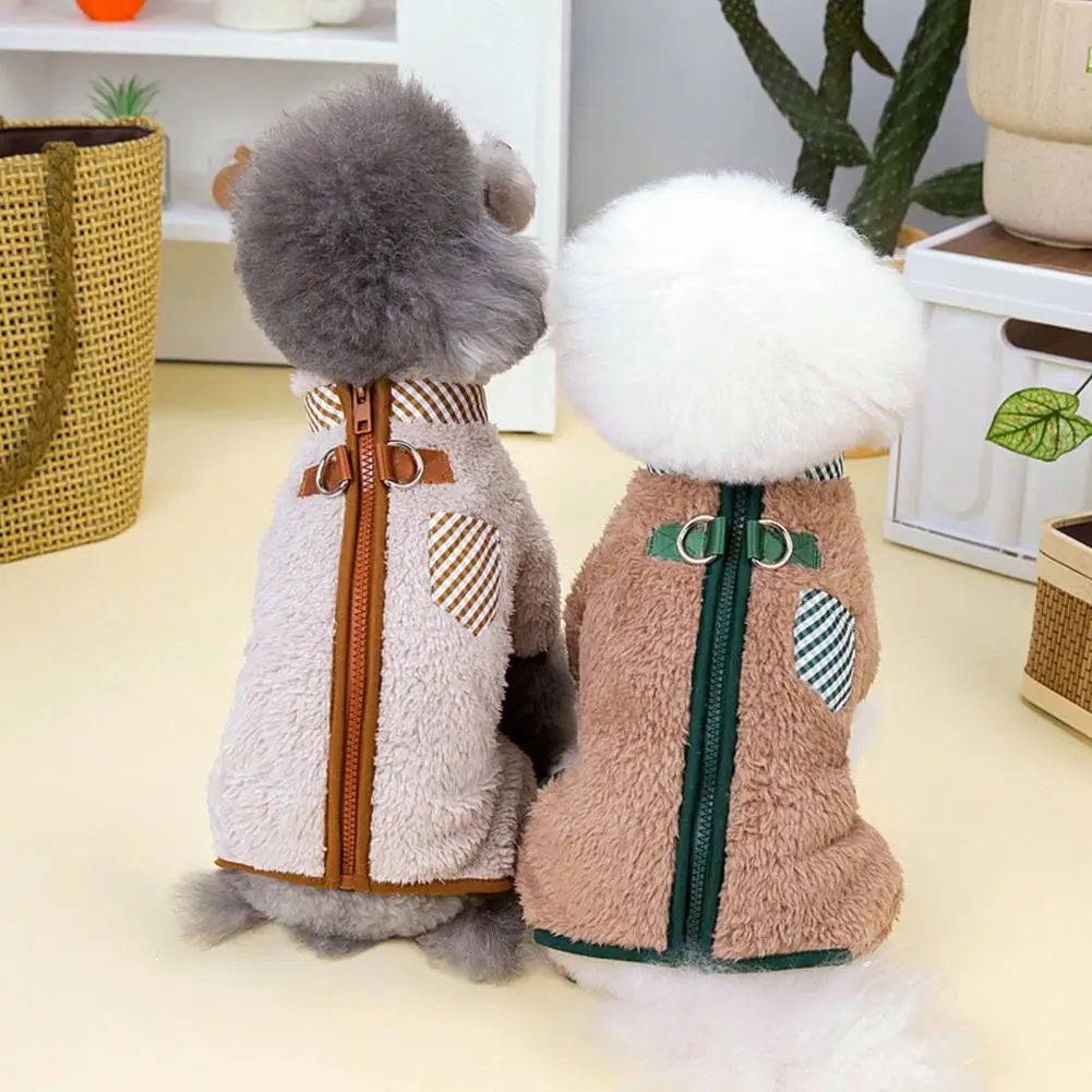 

Fashionable Pet Clothes Plaid Pet Clothes Cozy Pet Winter Jumpsuit Easy-to-wear Dog/cat Apparel with Zipper Design for Weather