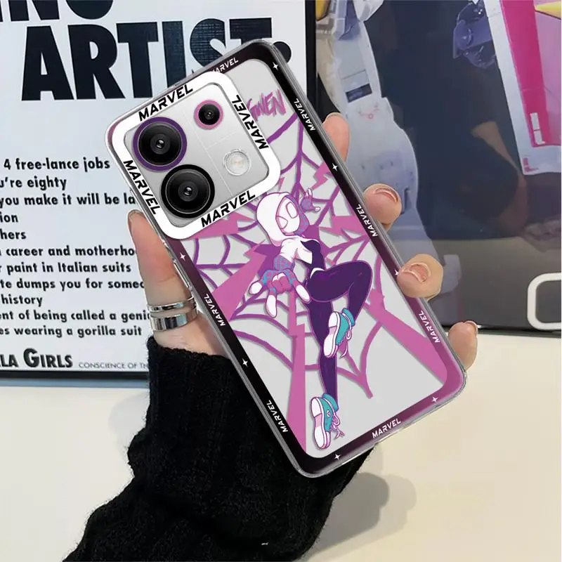 phone case for Xiaomi Redmi Note 13 12S 11 Pro 13C 4G X3 NFC 11S 10 12pro plus 9s Clear funda cover Gwen Spider-Man Cool Marvel