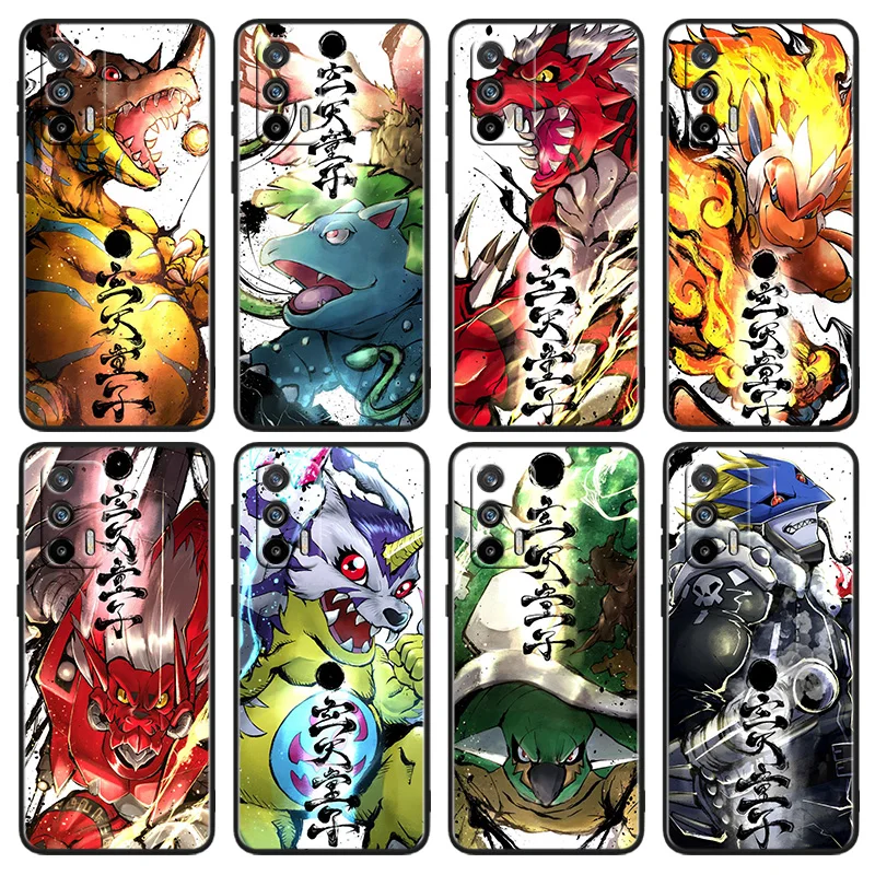 Digimon Anime For OPPO Realme X50 X3 X2 GT2 Neo 3T Pro C35 C31 C30S C25S C21Y C15 C11 C3 C2 Black Phone Case