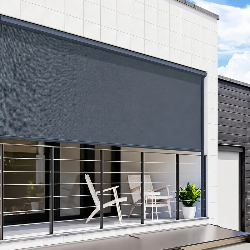 Outdoor Roller Blinds Waterproof Windproof Motorized Window Blinds Balcony Garden Patio Outdoor Shade Solution Roller Blinds