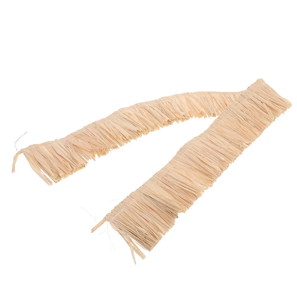 الرافية القش شرابة الطبيعية اليدوية العشب تنورة Diy بها بنفسك الحرف هاواي ديكور حفلات Luau الاستوائية الزفاف هامش حقيبة الأحذية #5