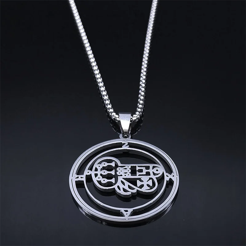 Gothic 72 demons sigils bel goetia SHAX Nyakdísz Nők férfiak Rozsdaálló Acél Beesett Ezüst színben Medál necklaces ékszer N8531S03